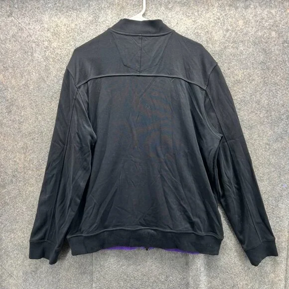 Robert Graham Bomber Jacket Men Large Black Purple Full Zip Classic Fleece Rare - Picture 4 of 13